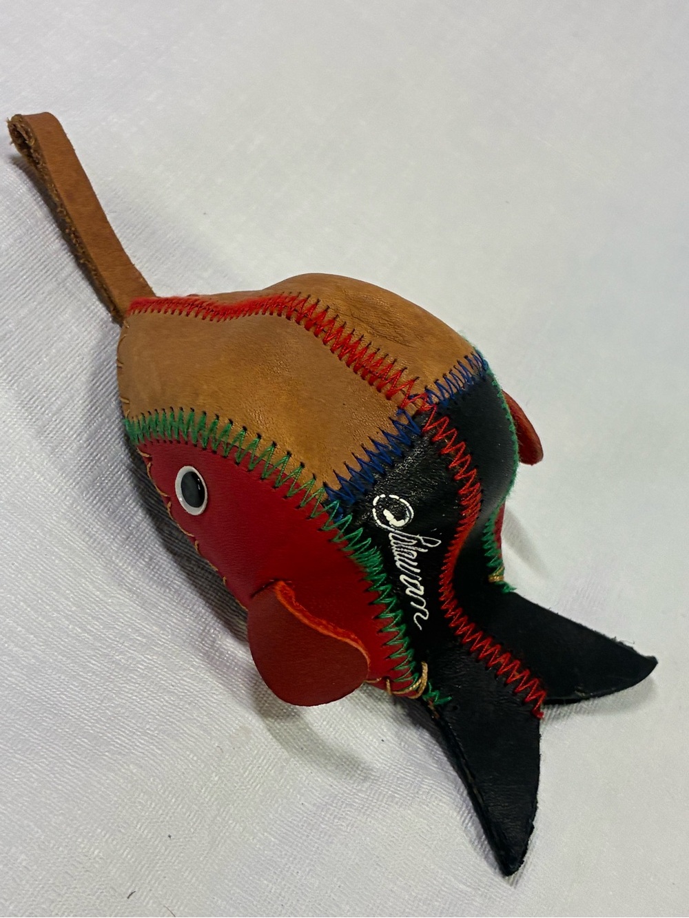 🌺NEW Handcrafted Multicolor Leather puffer fish keychain coin purse🌺